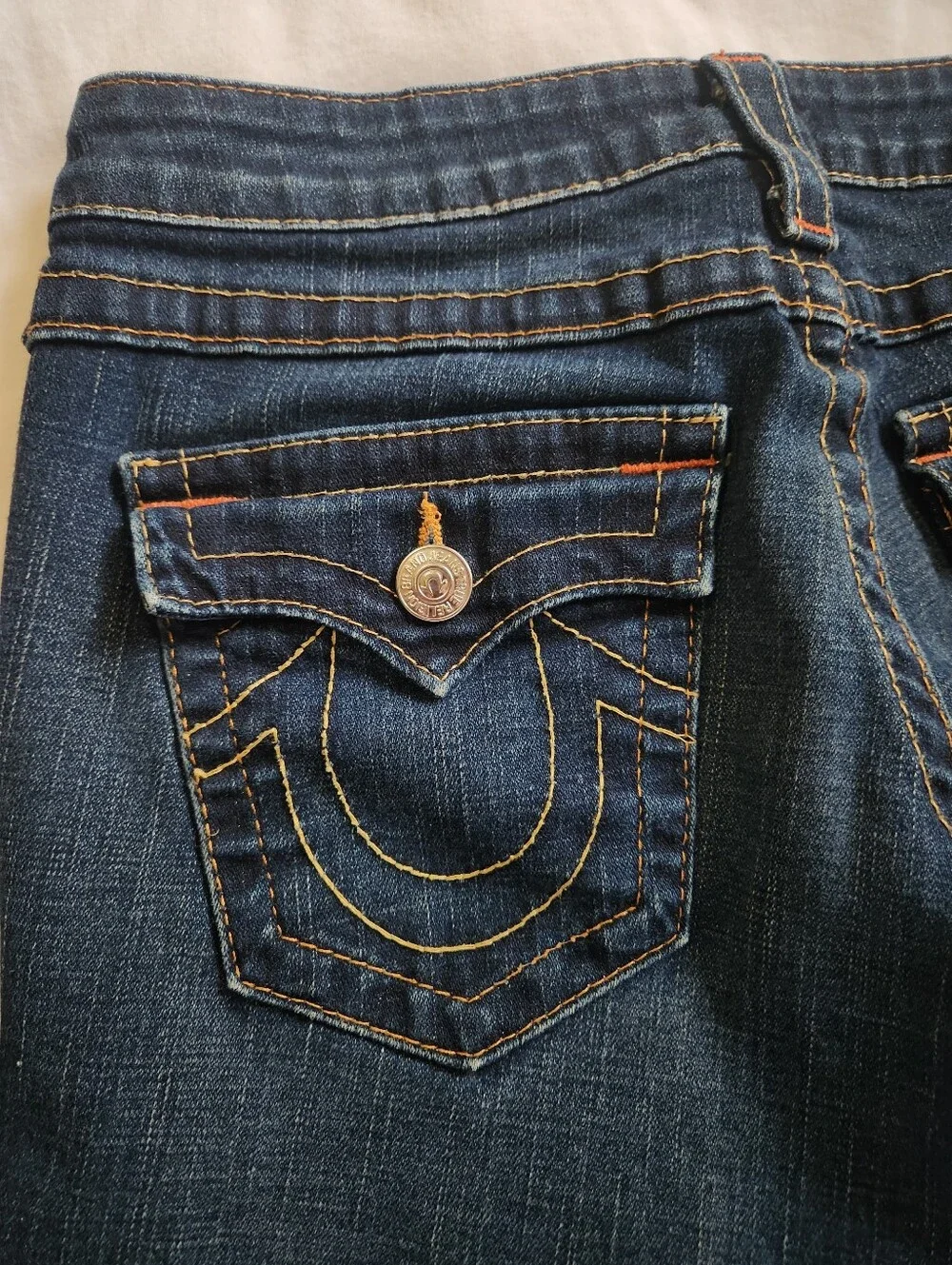 Vintage True Religion Joey Flap Pocket Twisted Seam Low Rise Flare Jeans Size 29 - Picture 8 of 12